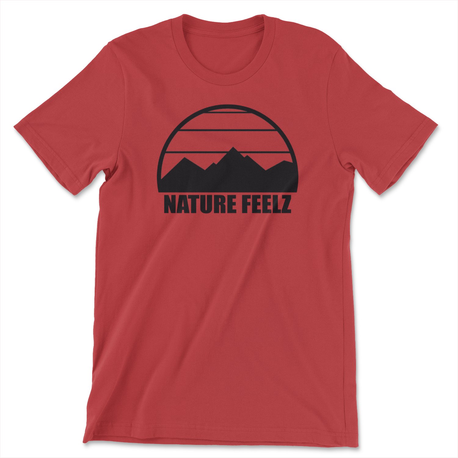 Nature Feelz Mountain Black Tee featuring a stylish mountain design, unisex fit, and high-quality fabric, perfect for outdoor enthusiasts.