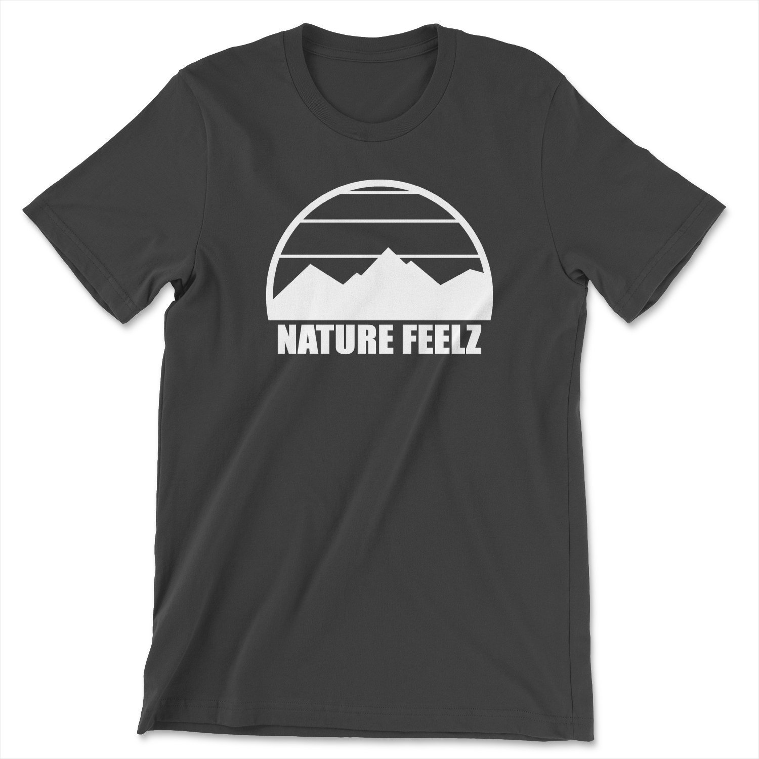 Nature Feelz Mountain White Tee featuring a stylish mountain design, perfect for outdoor enthusiasts.