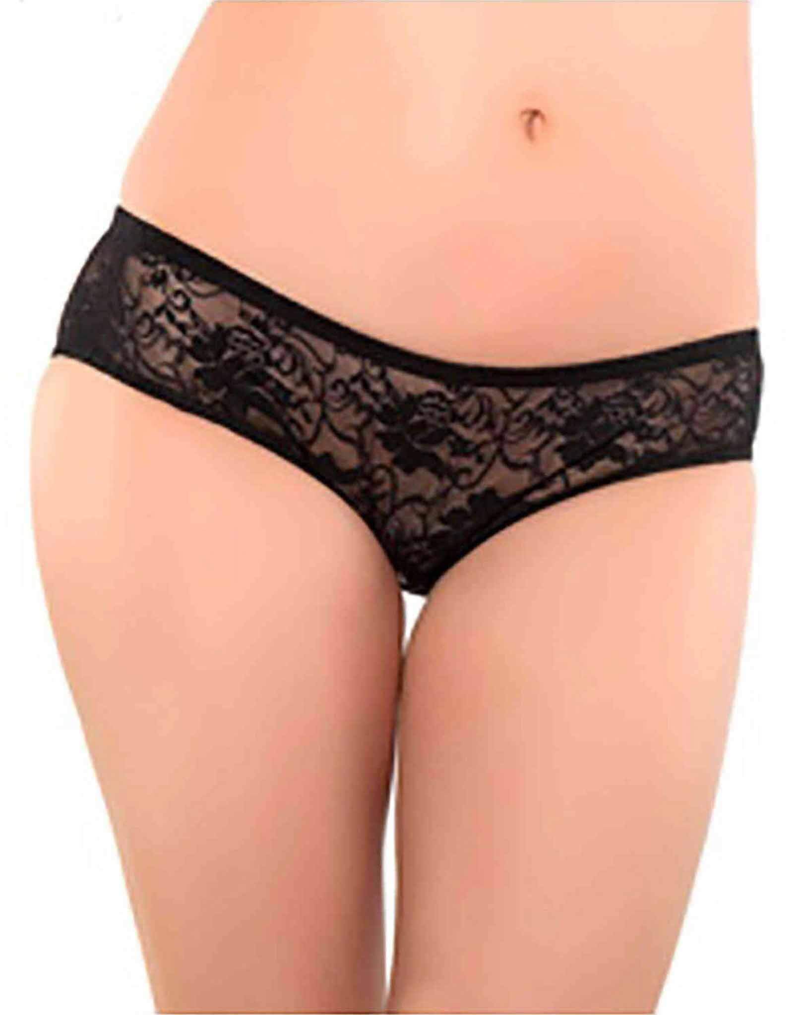 A pair of Naughty Panty featuring an open back and crotchless design, showcasing a blend of comfort and allure in a stylish lingerie piece.