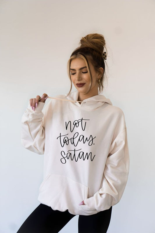 Cozy Not Today, Satan Softest Ever Hoodie featuring a bold front logo, made from a soft cotton-polyester blend.