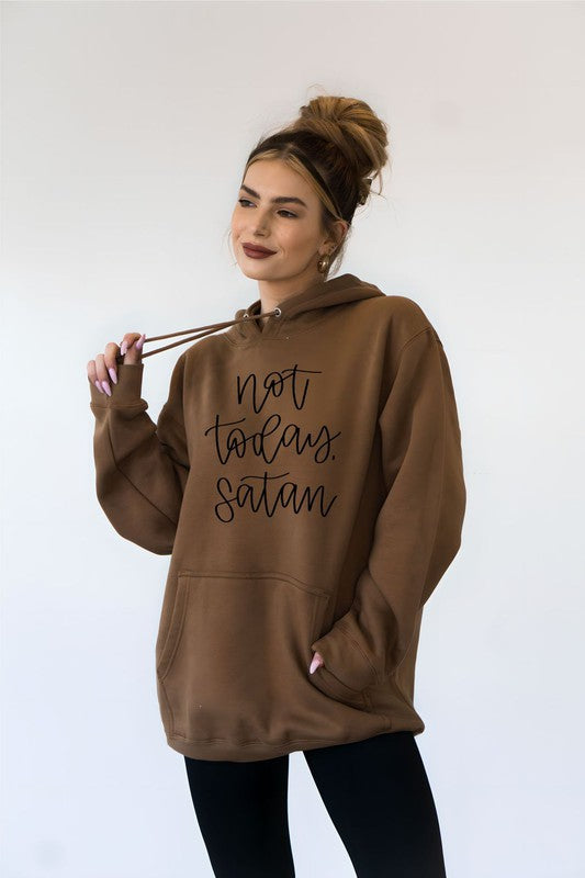 Cozy Not Today, Satan Softest Ever Hoodie featuring a bold front logo, made from a soft cotton-polyester blend.