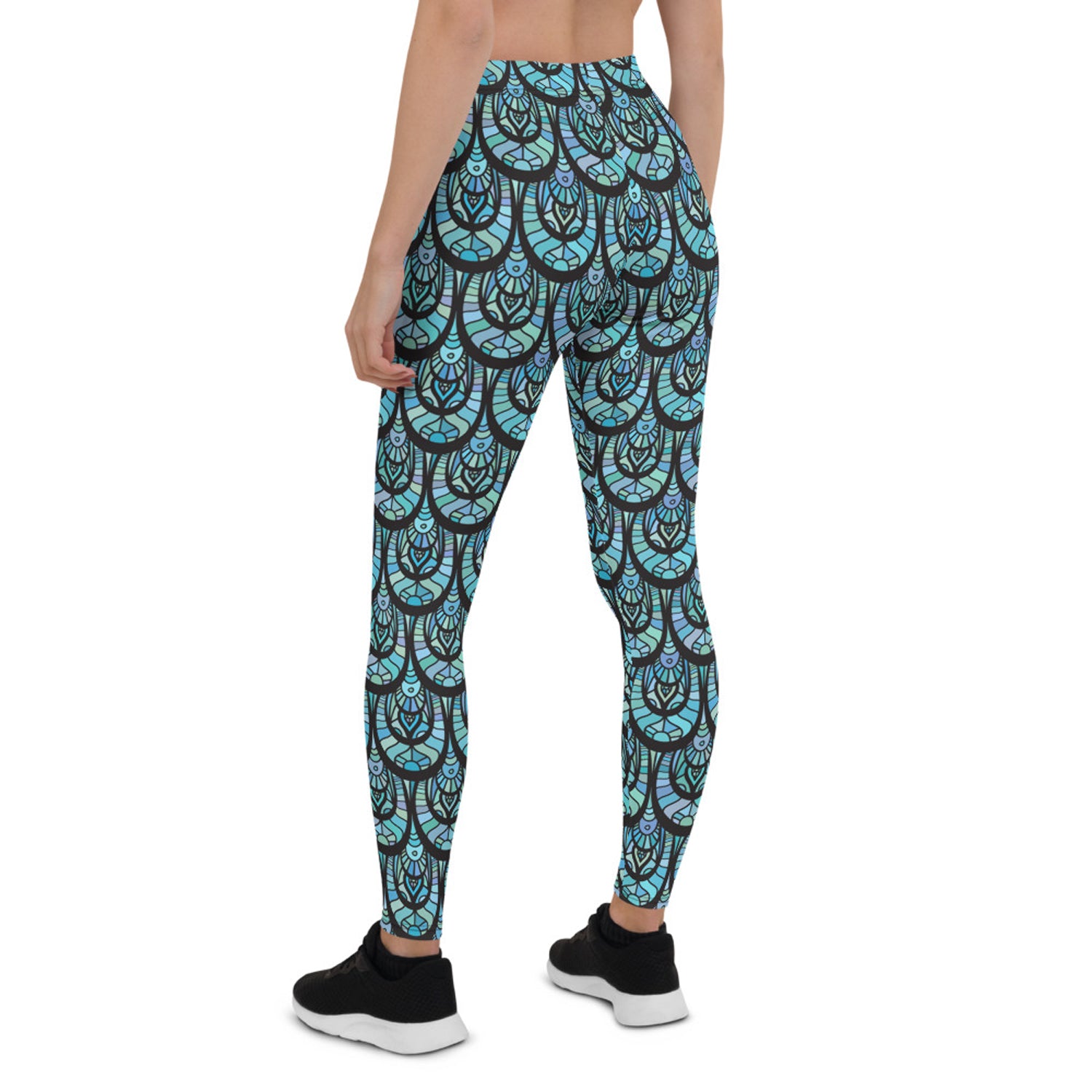 Ocean Mermaid Leggings for Women featuring a vibrant ocean-themed design, perfect for workouts and casual wear.