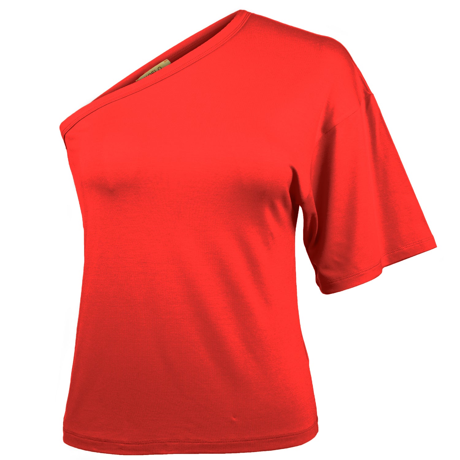 A stylish one shoulder red top made from cotton and elastane, showcasing a trendy design perfect for various occasions.