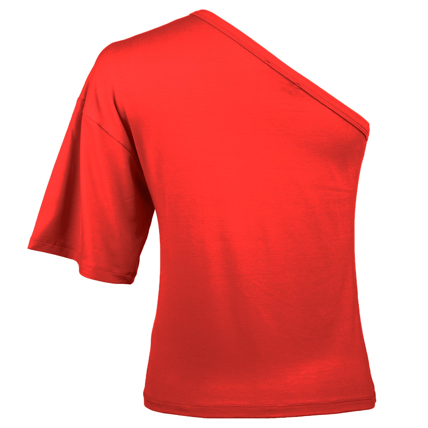 A stylish one shoulder red top made from cotton and elastane, showcasing a trendy design perfect for various occasions.