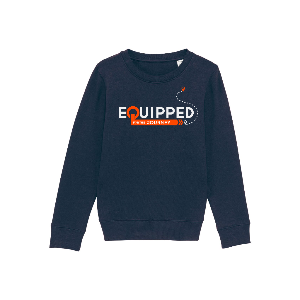 A cozy Organic Kid’s Equipped Sweatshirt in a vibrant color, showcasing its soft brushed fabric and stylish design, perfect for children.