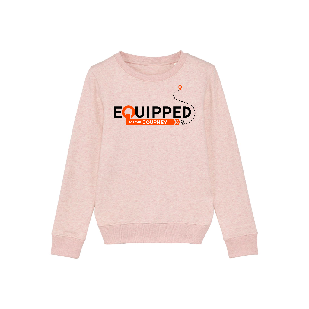 A cozy Organic Kid’s Equipped Sweatshirt in a vibrant color, showcasing its soft brushed fabric and stylish design, perfect for children.