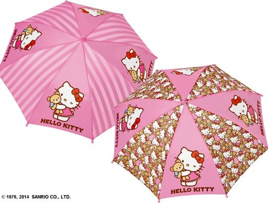 Children's golf umbrella featuring Hello Kitty design, perfect for rainy days.