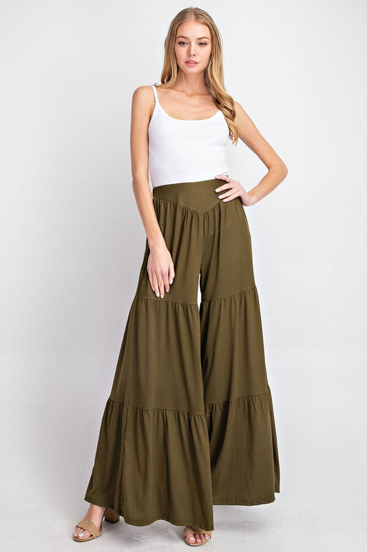 Stylish maxi length Palazzo Pants made from soft DTY brushed fabric, featuring a comfortable fit and elegant design.