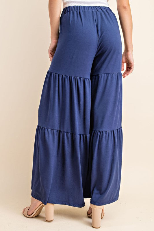 Stylish maxi length Palazzo Pants made from soft DTY brushed fabric, featuring a comfortable fit and elegant design.