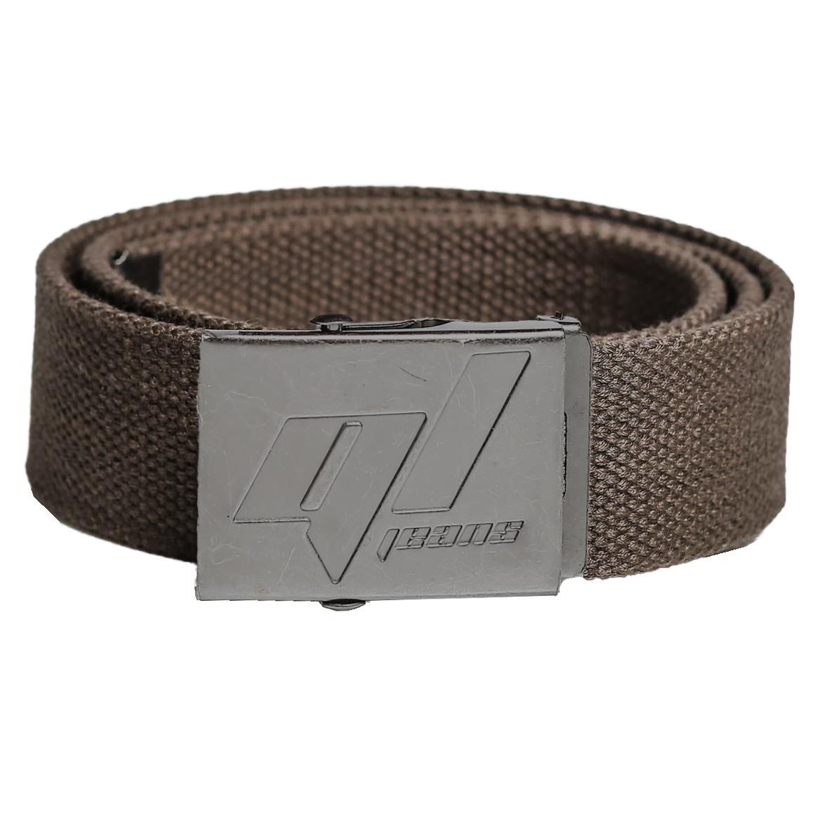 PAS ARIOL - RJAVA belt featuring a durable metal buckle with engraving, made from robust polyester material.