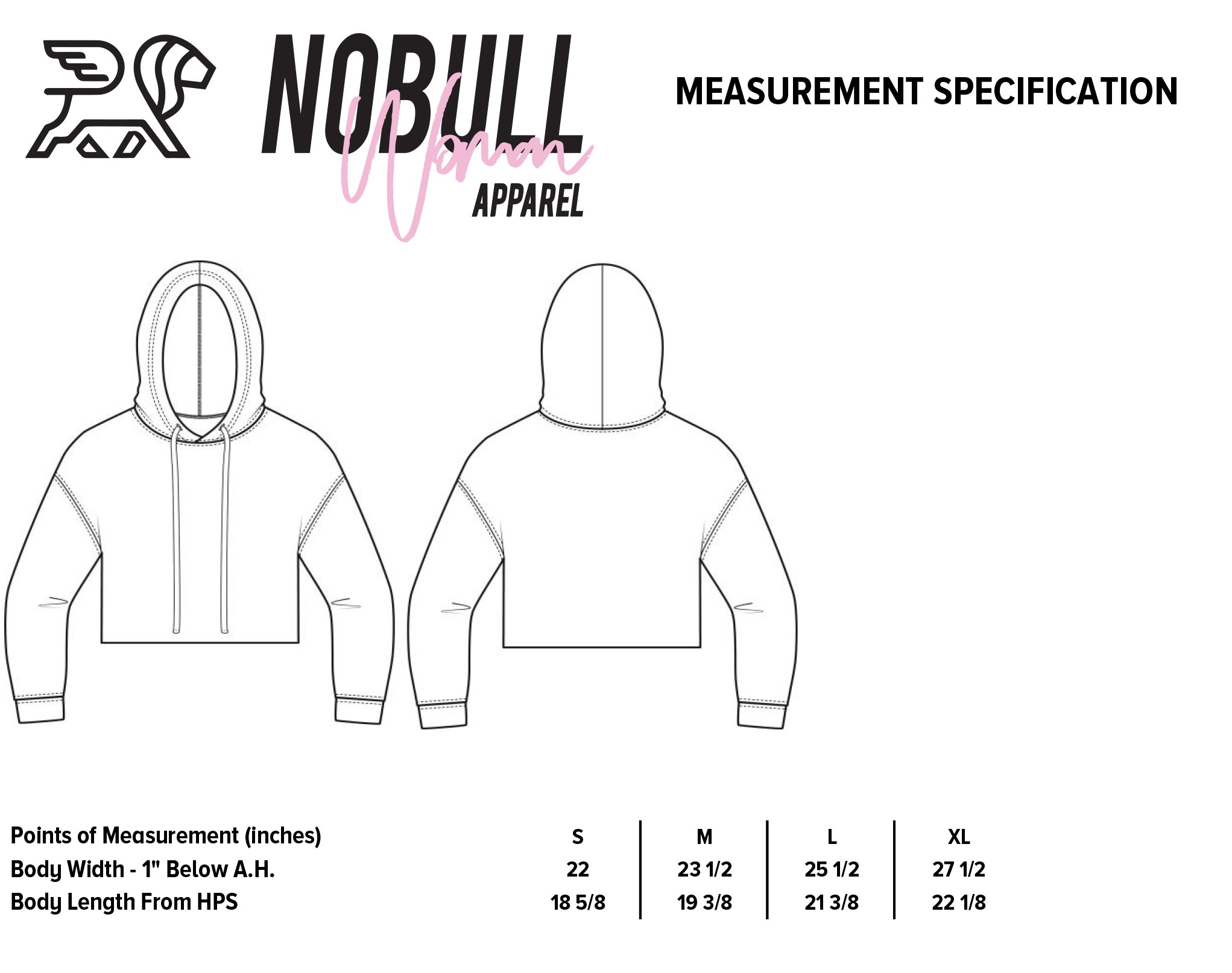 A stylish peach crop hoodie featuring a white NoBull Woman Apparel logo pocket print, perfect for casual and gym wear.