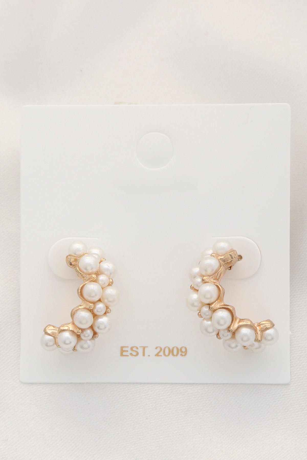 Elegant Pearl Bead Open Circle Earring featuring delicate pearl beads and a radiant gold finish, perfect for any occasion.