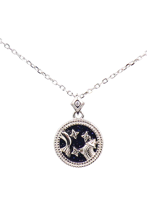 Elegant silver color Pisces pendant necklace made of 100% silver, showcasing the zodiac sign design.