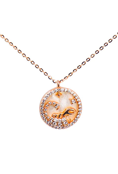 Rose gold Scorpio pendant necklace made of 100% silver, showcasing the Scorpio zodiac sign elegantly.