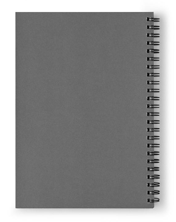 Perfume Spiral Notebook with artistic front cover and gray back cover, featuring lined pages and a storage pocket.