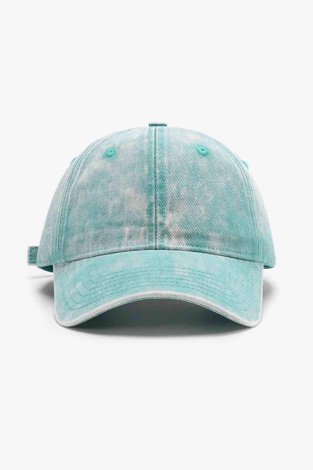 Plain adjustable baseball cap made of 100% cotton, featuring a solid pattern and adjustable strap for a comfortable fit.