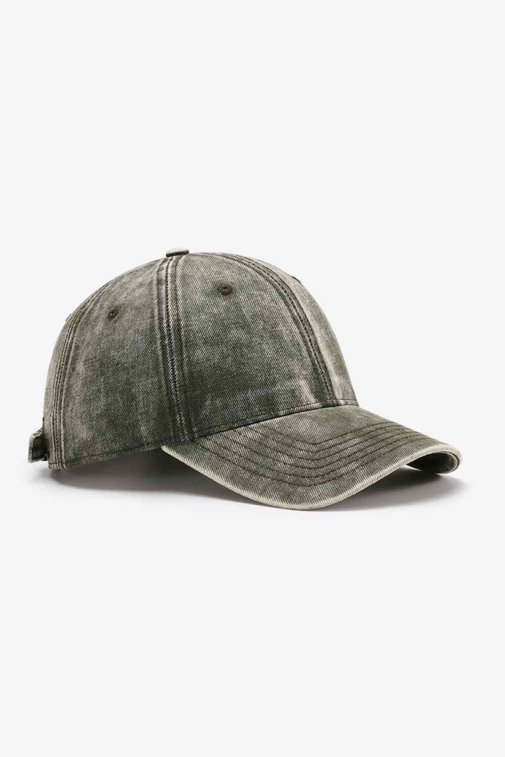 Plain adjustable baseball cap made of 100% cotton, featuring a solid pattern and adjustable strap for a comfortable fit.