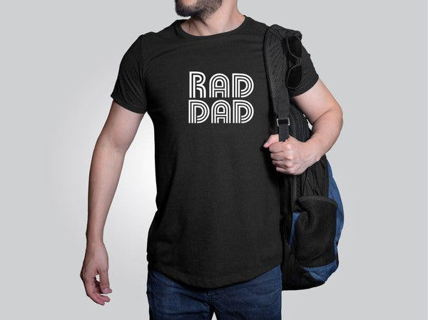 A comfortable Plus Size RAD DAD Softstyle Tee made from 100% ringspun cotton, featuring a bold 'RAD DAD' graphic.