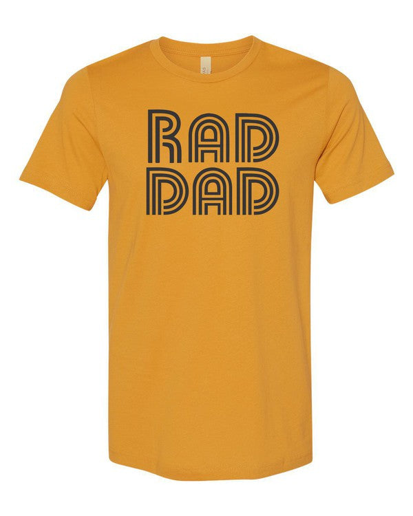 A comfortable Plus Size RAD DAD Softstyle Tee made from 100% ringspun cotton, featuring a bold 'RAD DAD' graphic.