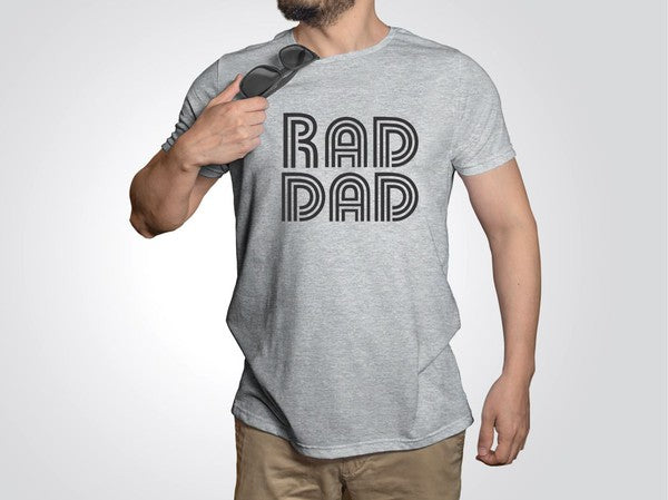 A comfortable Plus Size RAD DAD Softstyle Tee made from 100% ringspun cotton, featuring a bold 'RAD DAD' graphic.