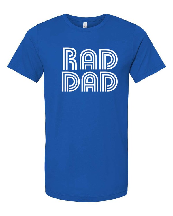 A comfortable Plus Size RAD DAD Softstyle Tee made from 100% ringspun cotton, featuring a bold 'RAD DAD' graphic.