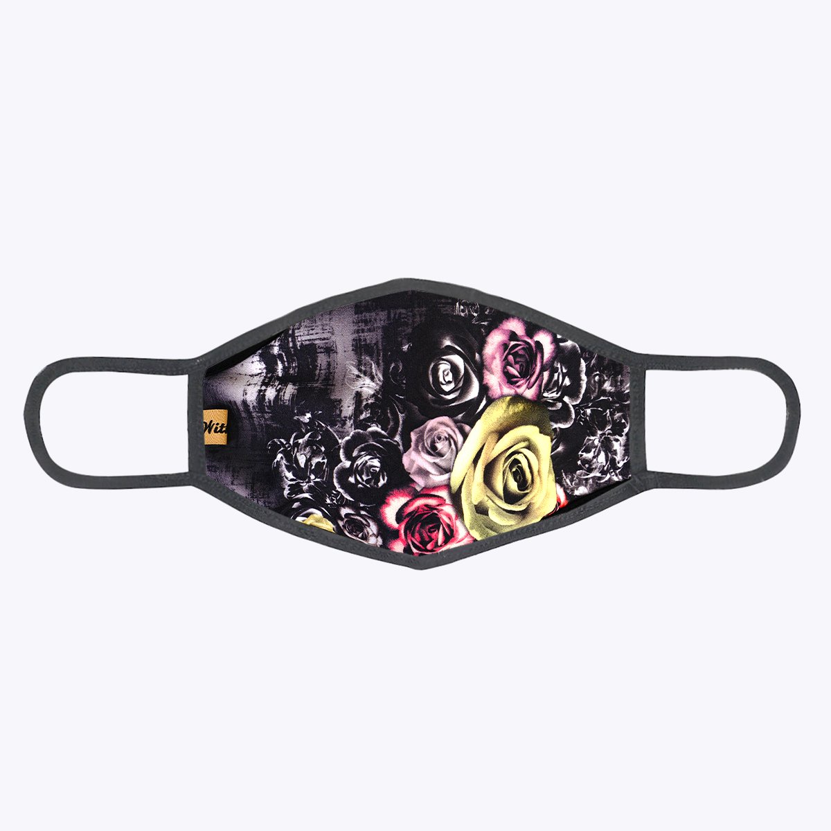 Poison Rose 3-Layered Face Cover featuring a unique floral print design, made with polyester and cotton for comfort and protection.