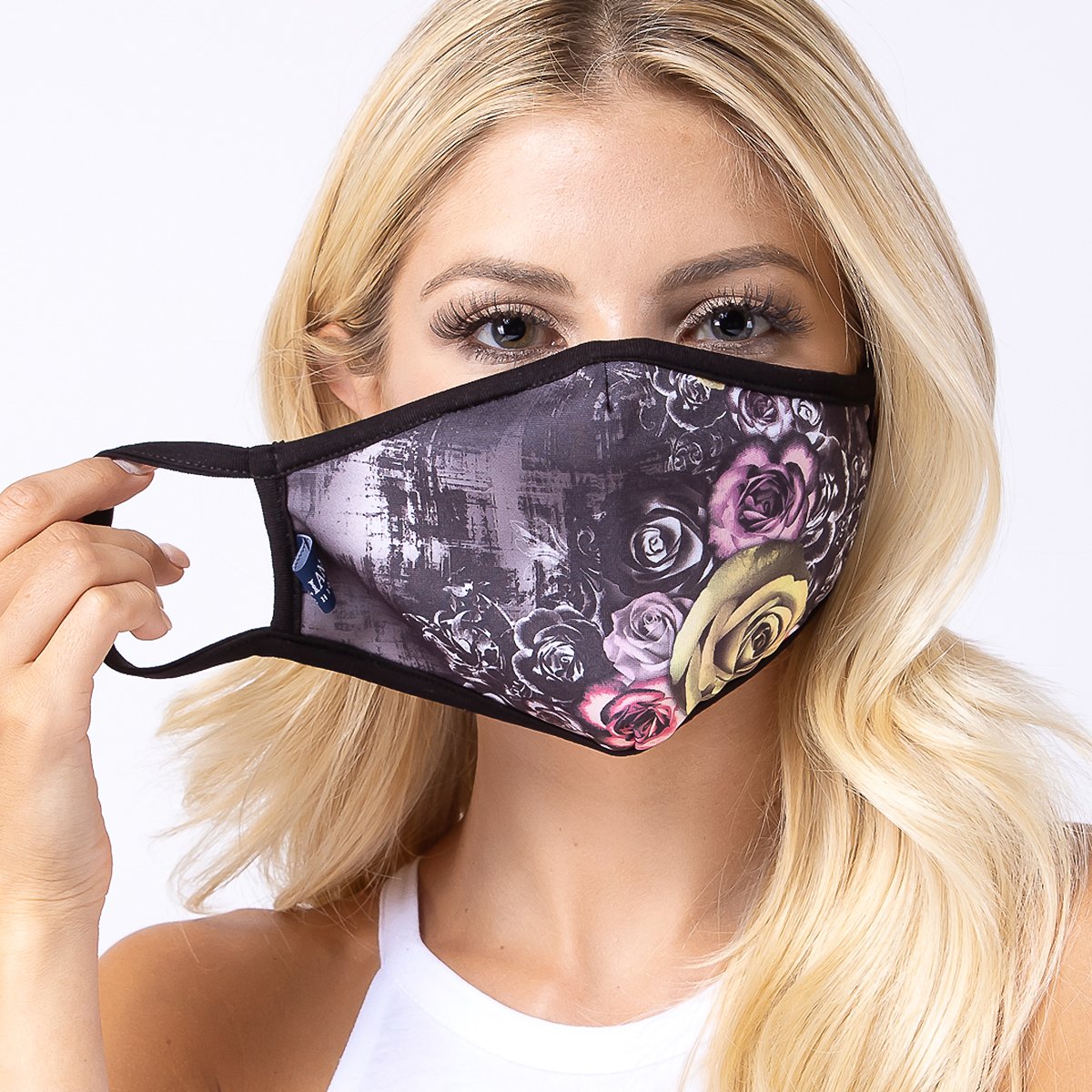 Poison Rose 3-Layered Face Cover featuring a unique floral print design, made with polyester and cotton for comfort and protection.