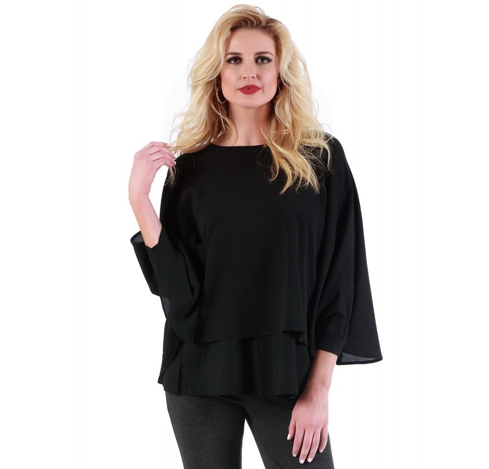 Chic Poncho Top with Boatneck featuring wrist cuffs and sleeveless tank underneath, perfect for casual wear.