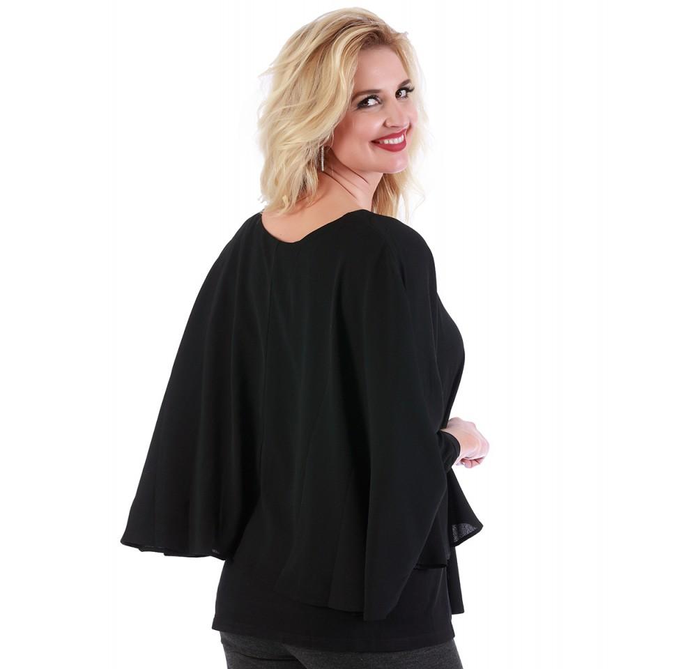 Chic Poncho Top with Boatneck featuring wrist cuffs and sleeveless tank underneath, perfect for casual wear.