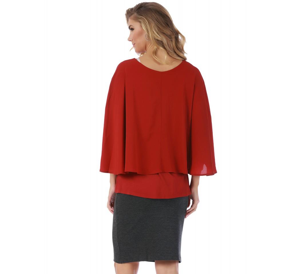 Chic Poncho Top with Boatneck featuring wrist cuffs and sleeveless tank underneath, perfect for casual wear.