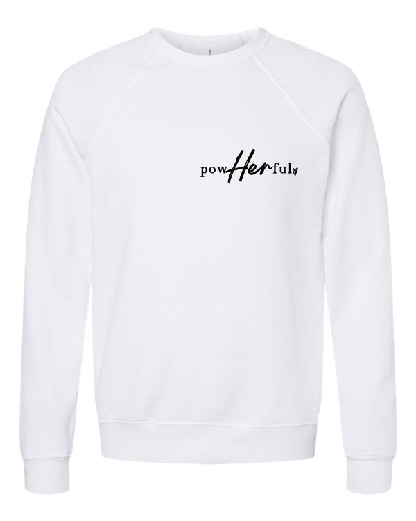 A stylish plus-size sweatshirt featuring the empowering text 'PowHerful' on the front and 'She Overcame Everything That Was Meant to Destroy Her' on the back.