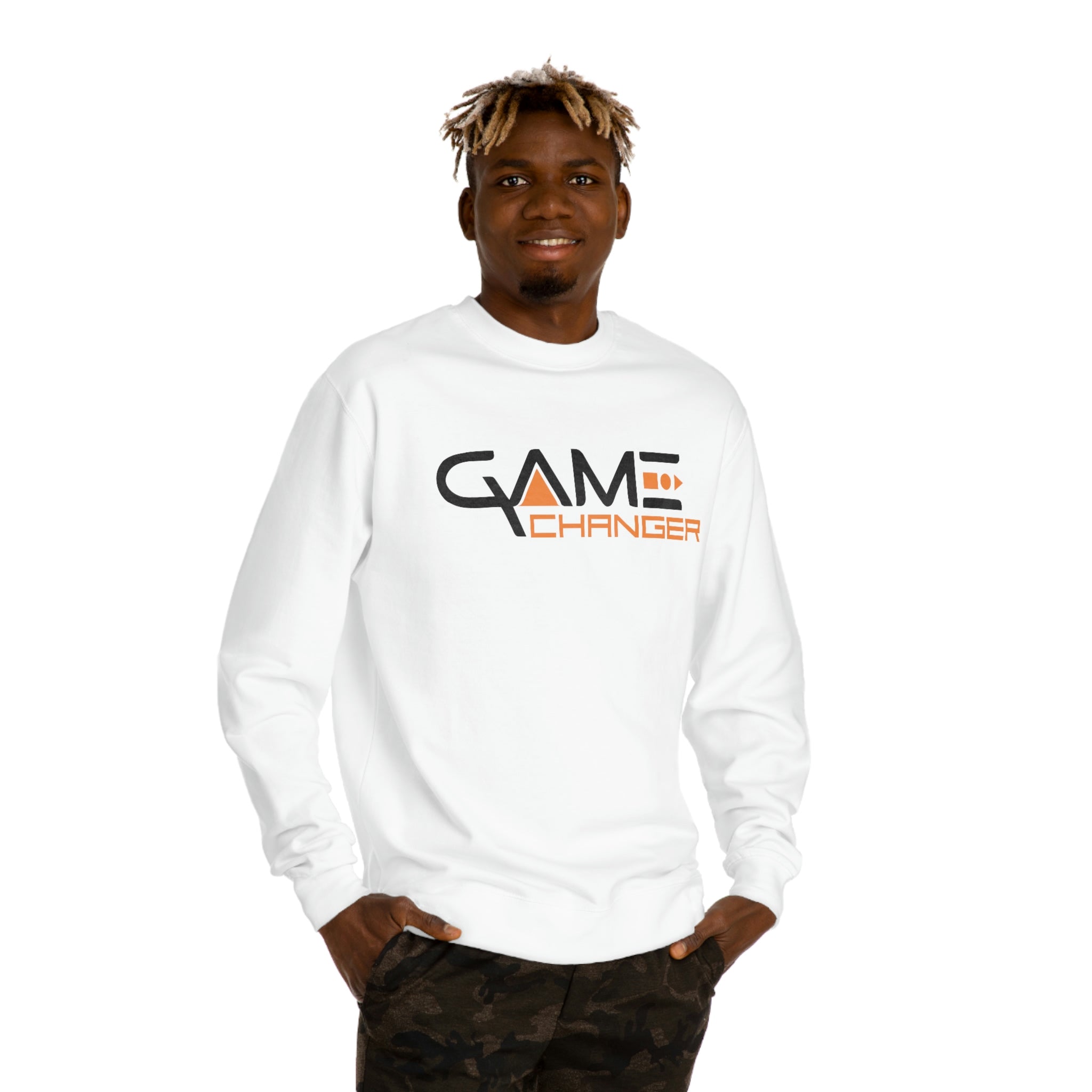 Premium Organic Game Changer Sweatshirt made from 100% organic cotton, featuring a stylish set-in sleeve design and soft French Terry fabric.