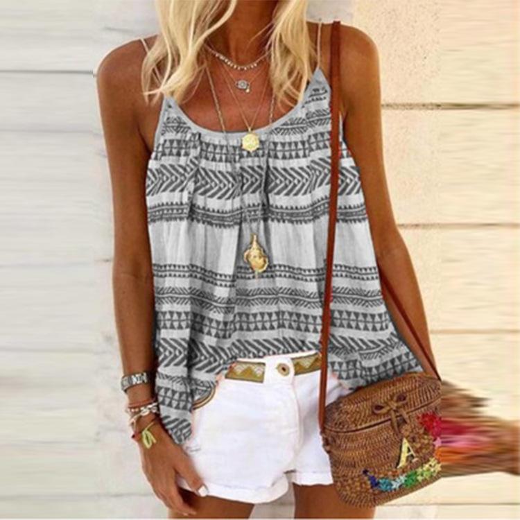 A stylish women's camisole featuring a vibrant striped pattern in contrast colors, perfect for summer beach outings.