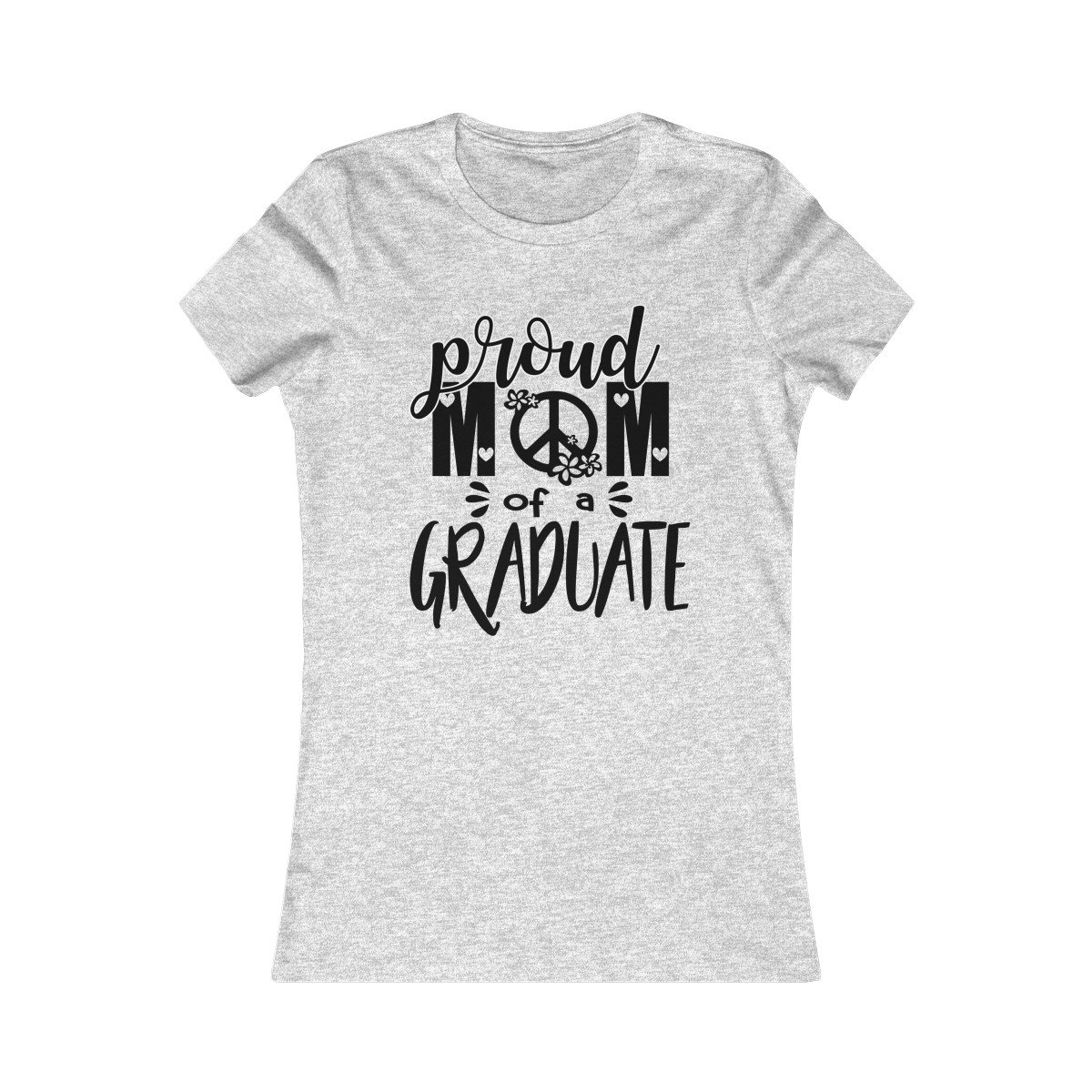 Proud Mom of Graduate WomenTee featuring a slim fit and soft cotton fabric, perfect for celebrating graduation.