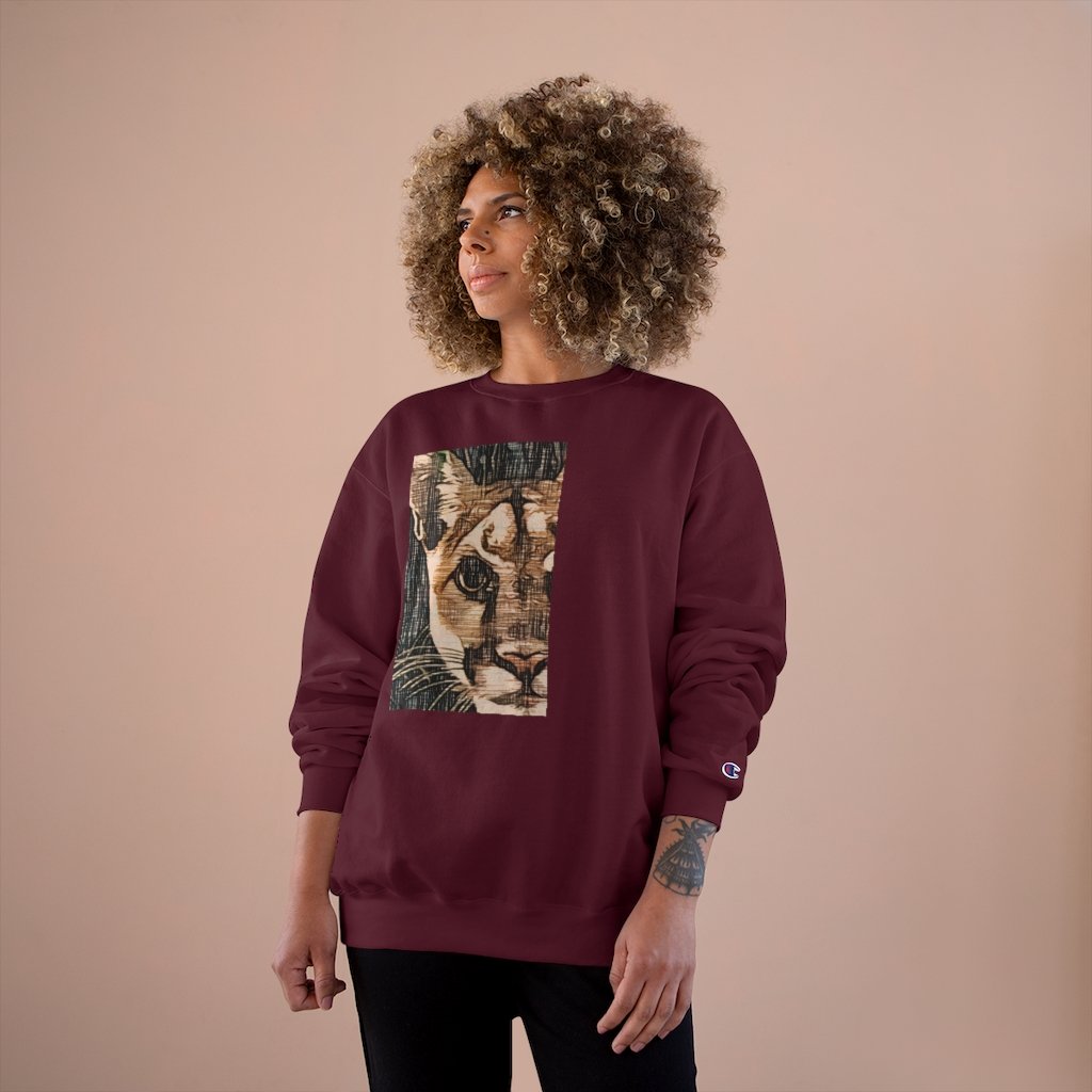 Prowess Feline Sweater featuring a crewneck design, iconic 'C' logo on the sleeve, made from eco-friendly cotton and polyester blend.