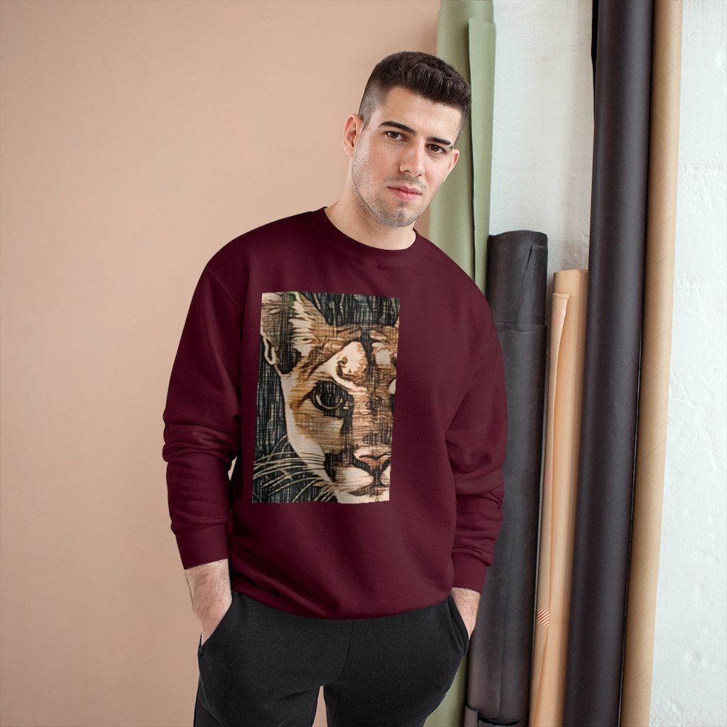 Prowess Feline Sweater featuring a crewneck design, iconic 'C' logo on the sleeve, made from eco-friendly cotton and polyester blend.