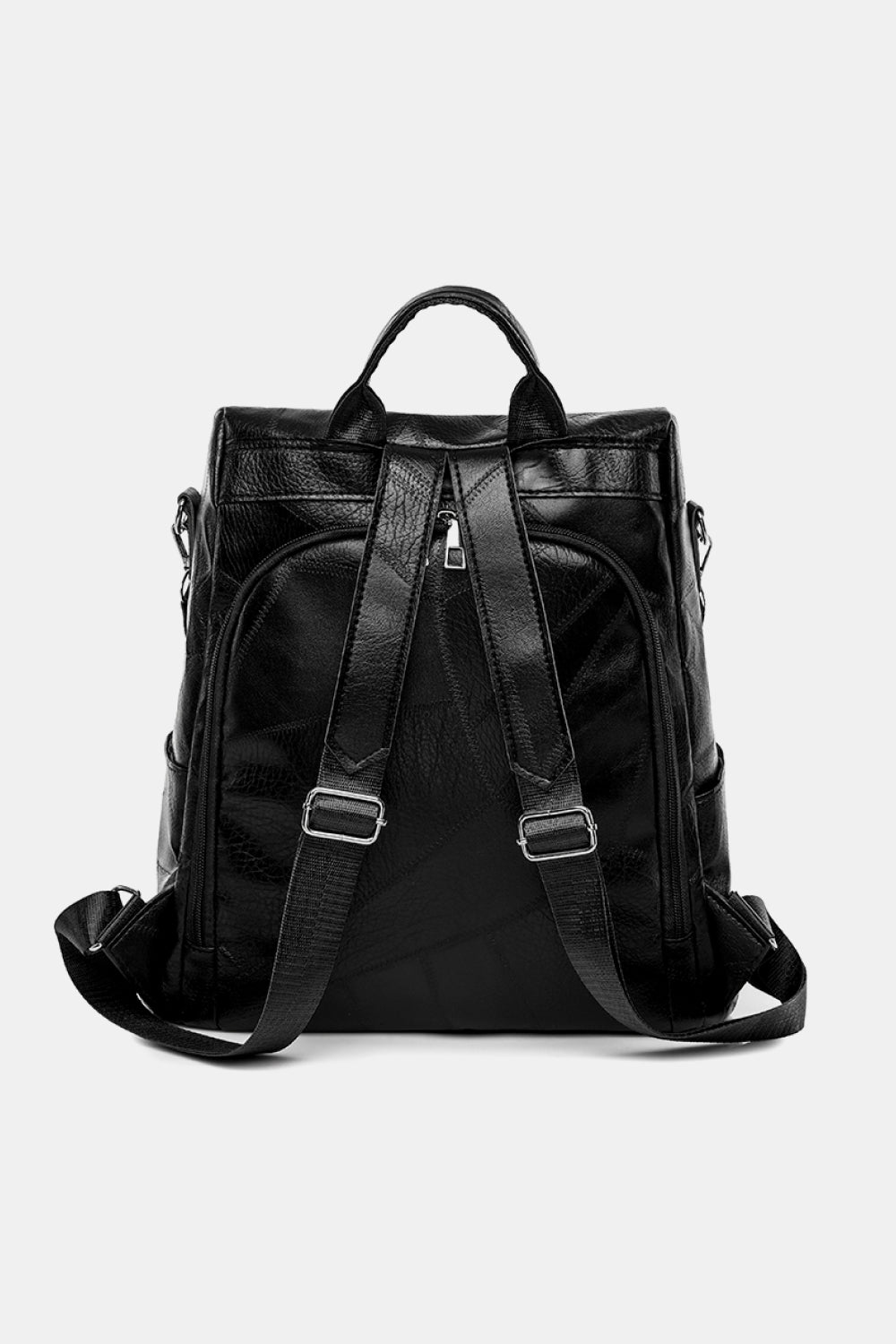 Stylish PU Leather Backpack in solid pattern, showcasing its spacious design and high-quality material.