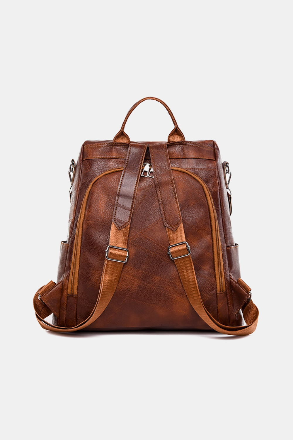 Stylish PU Leather Backpack in solid pattern, showcasing its spacious design and high-quality material.