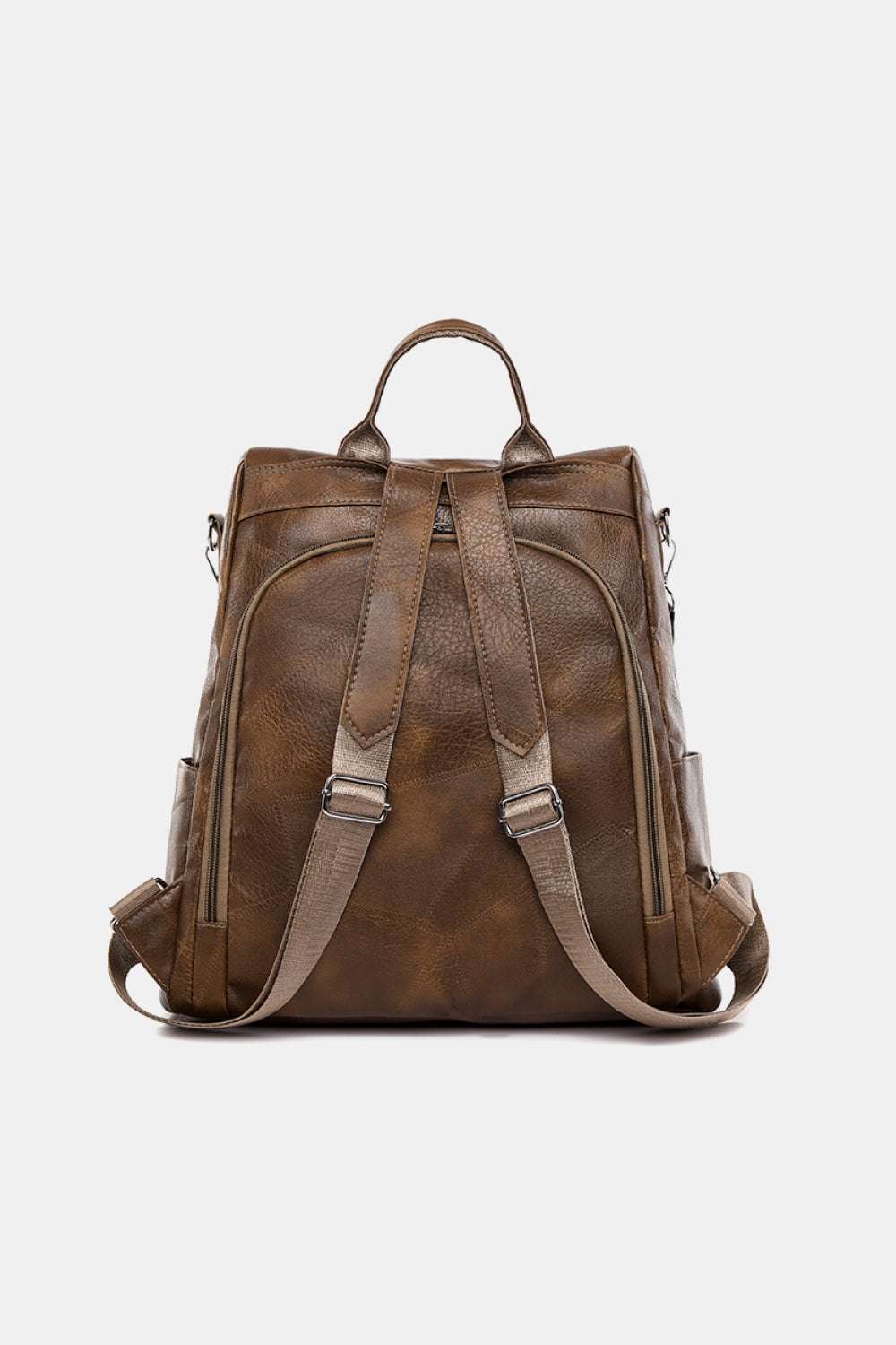 Stylish PU Leather Backpack in solid pattern, showcasing its spacious design and high-quality material.