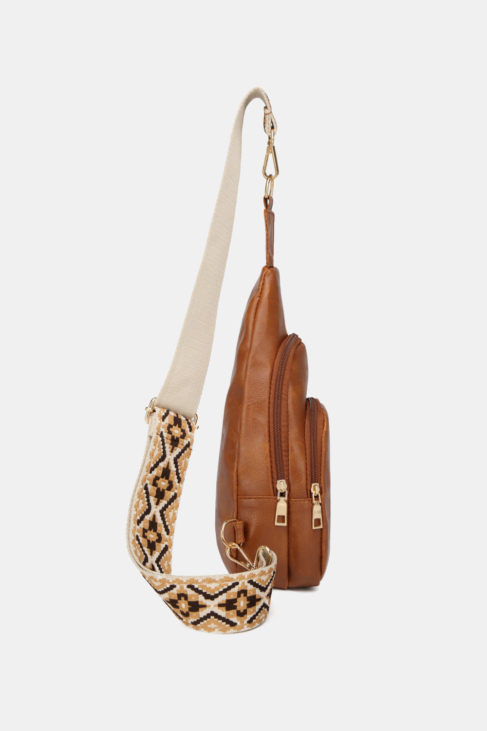 A stylish large PU leather sling bag in solid pattern, perfect for daily use.