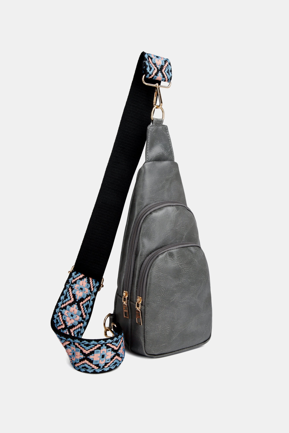 A stylish large PU leather sling bag in solid pattern, perfect for daily use.