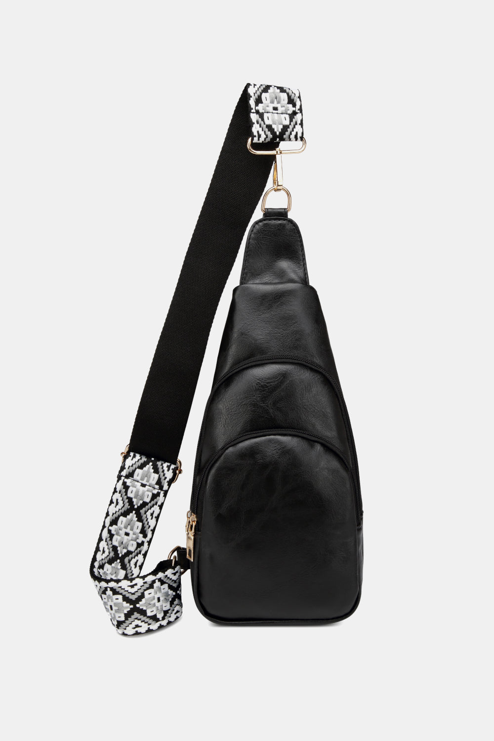 A stylish large PU leather sling bag in solid pattern, perfect for daily use.