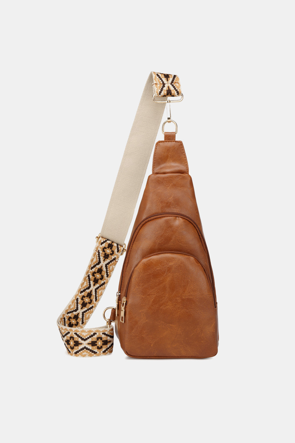 A stylish large PU leather sling bag in solid pattern, perfect for daily use.