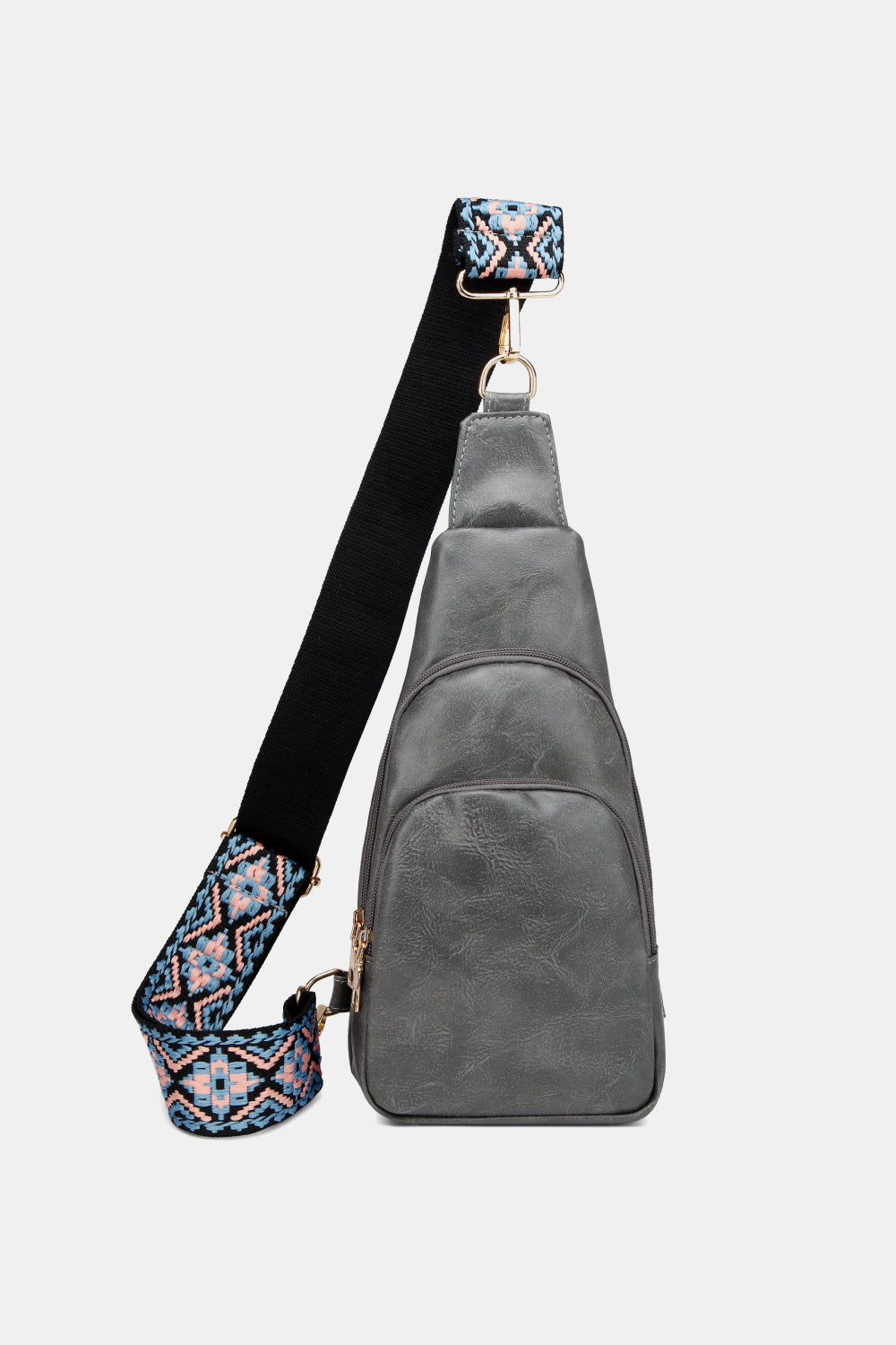 A stylish large PU leather sling bag in solid pattern, perfect for daily use.