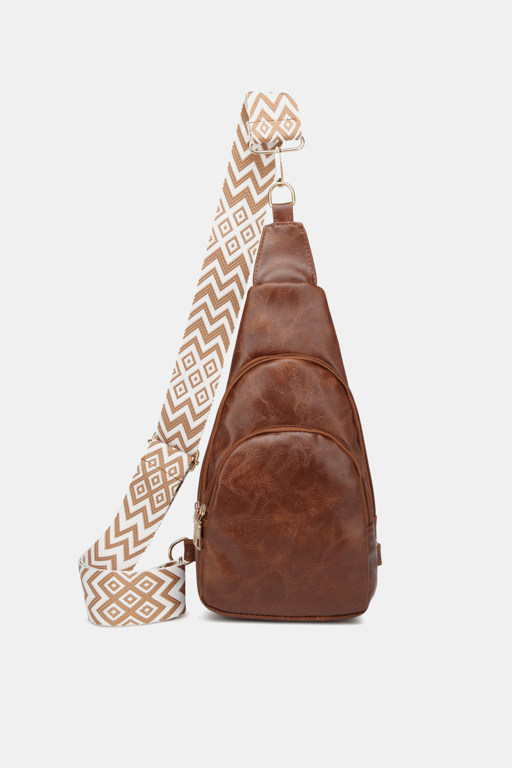 A stylish large PU leather sling bag in solid pattern, perfect for daily use.