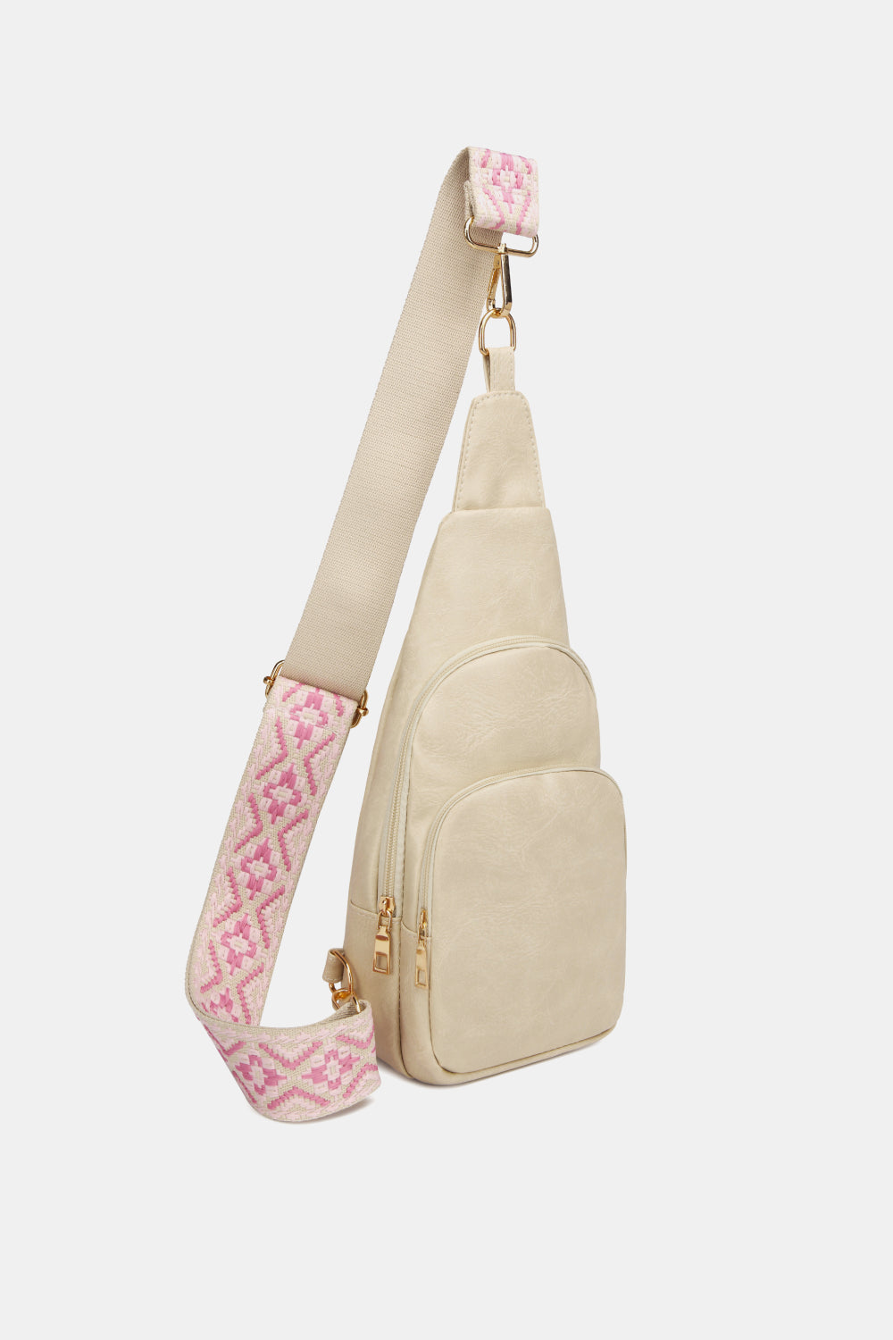 A stylish large PU leather sling bag in solid pattern, perfect for daily use.