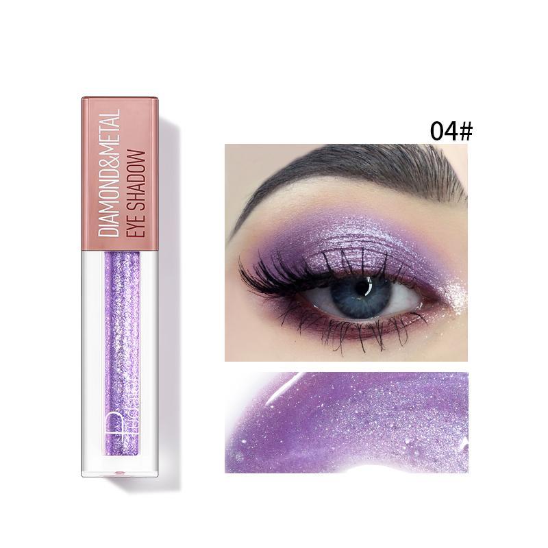 Pudaier Diamond Shimmer & Glow Liquid Eyeshadow showcasing vibrant colors and a matte finish in a sleek applicator.