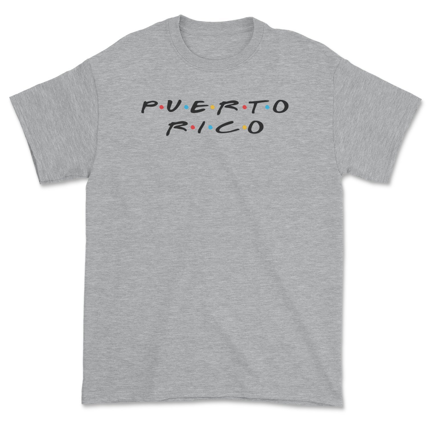 Puerto Rico Friends Tee featuring a vibrant design inspired by the Friends TV show, showcasing state pride and comfort.