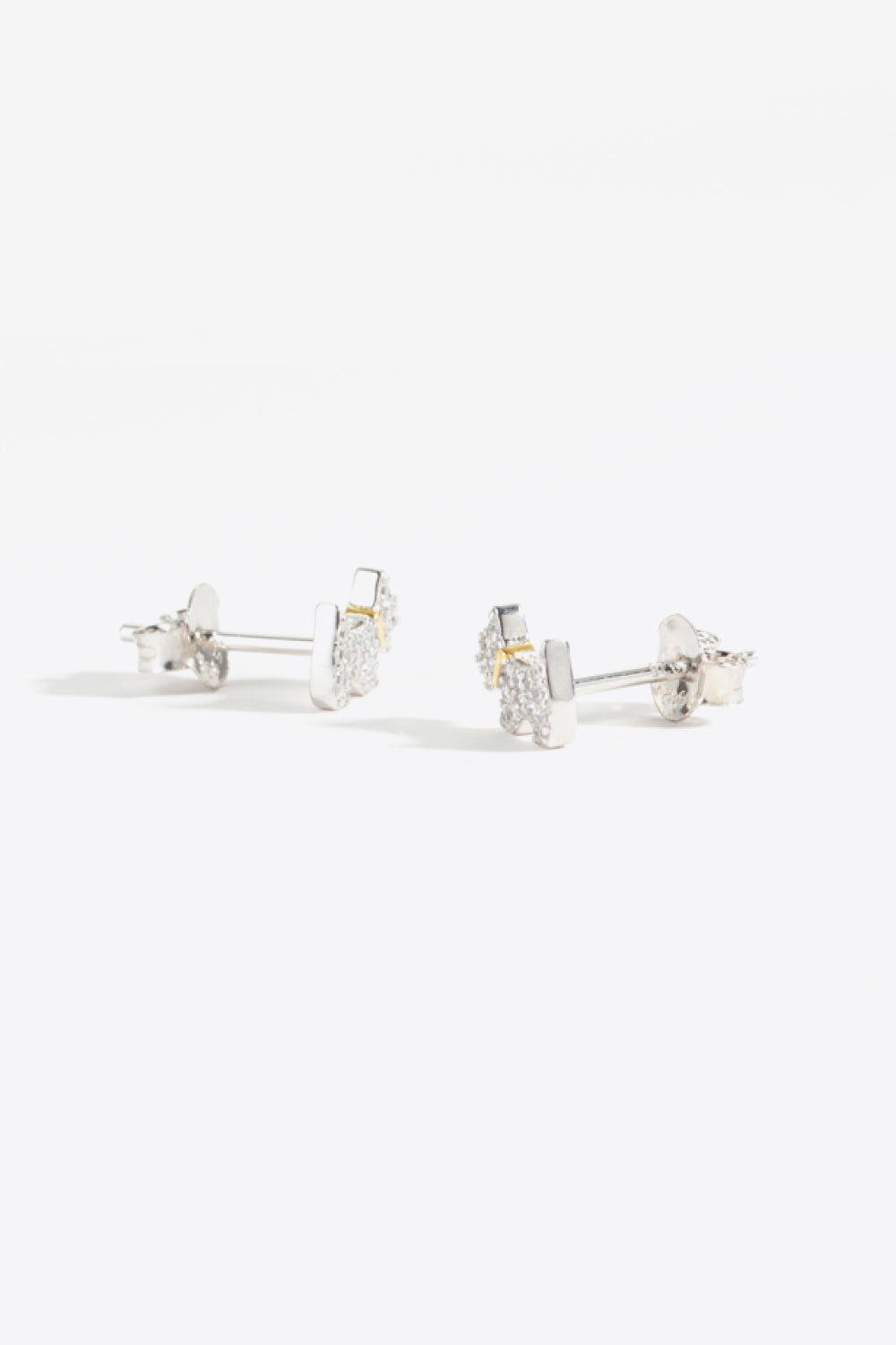 Puppy Zircon 925 Sterling Silver Stud Earrings featuring a playful puppy design with sparkling zircon stones.