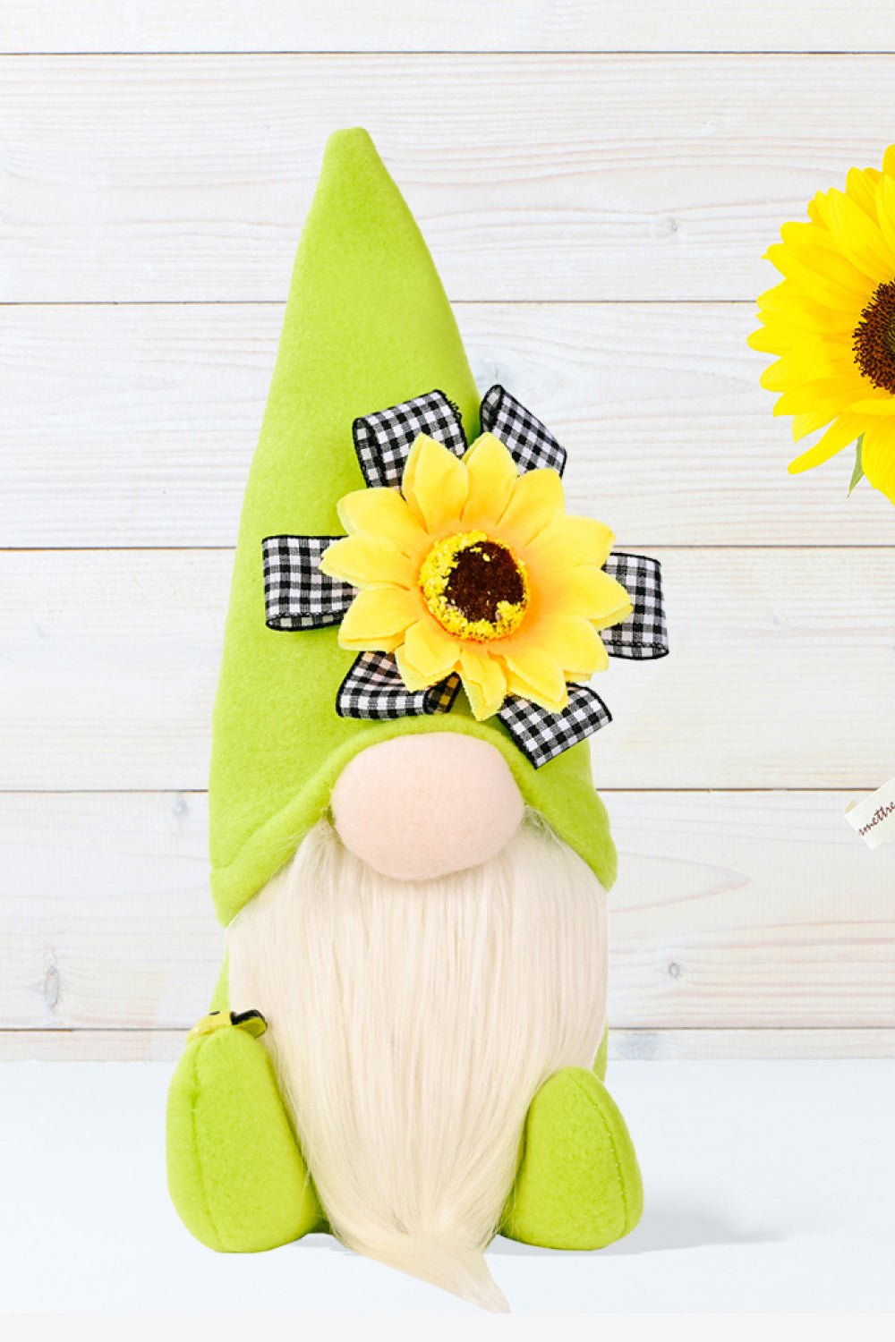 Three charming sunflower faceless gnomes made of brushed flannel and PP cotton, showcasing a whimsical design perfect for home decor.